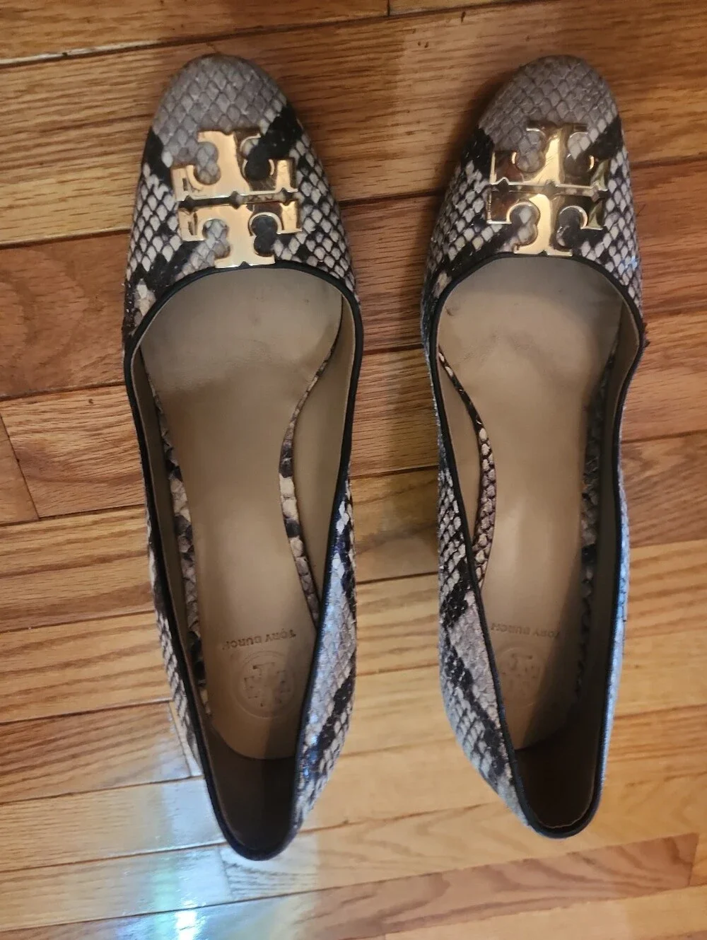 Tory Burch Raleigh  Snake-Print Wedge  with Gold Logo